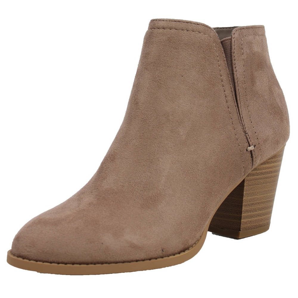 Piano Cement Faux Suede Stack Block Heel Ankle Boot - Picture 2 of 7